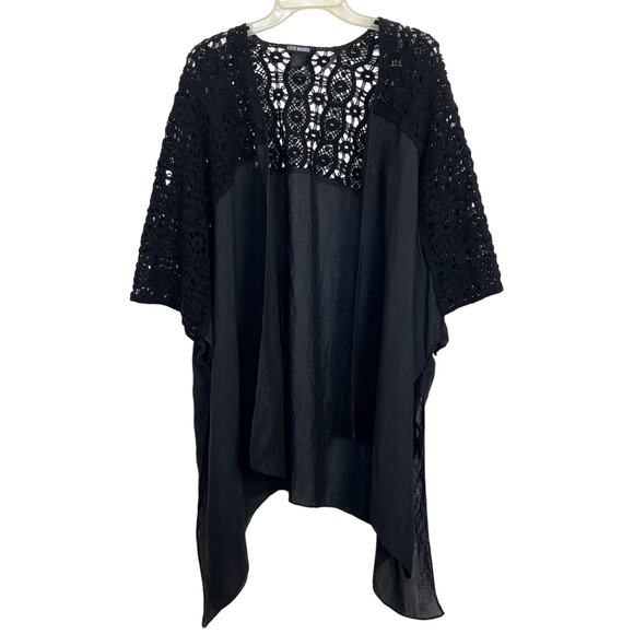 Steve Madden Black Crochet Sheer Kimono OS Whimsigoth Asymmetrical Witchy - Picture 1 of 5